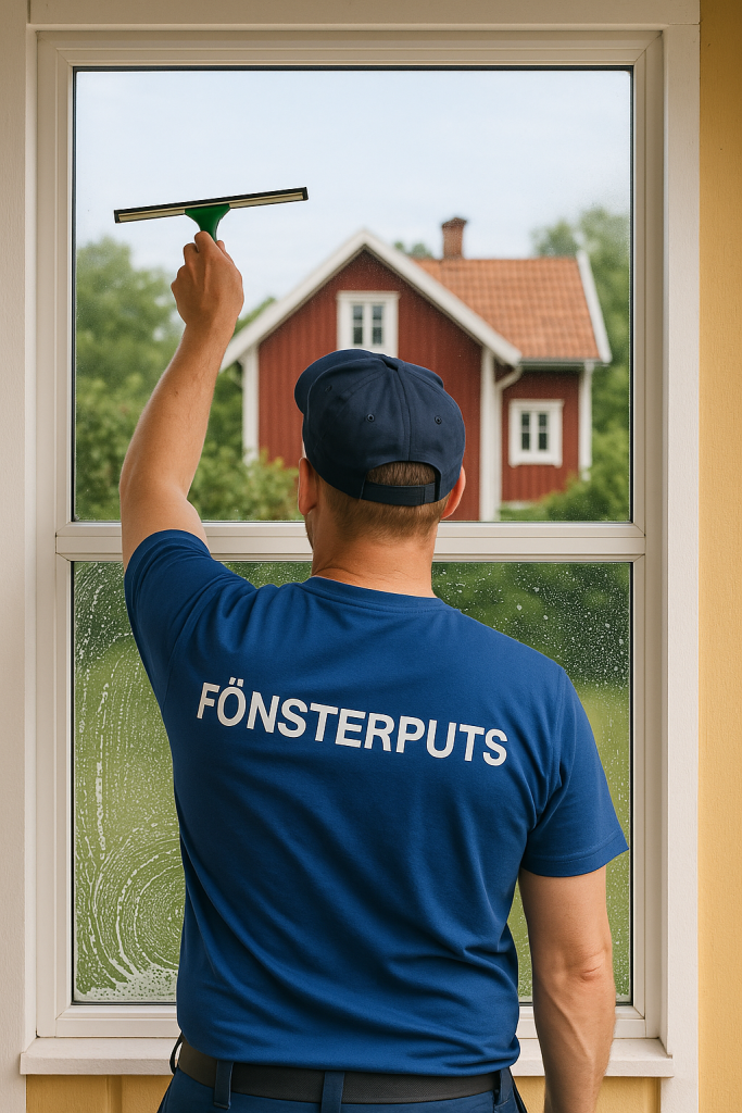 persone clean the widnow and do the fönestrputs service in dalarna